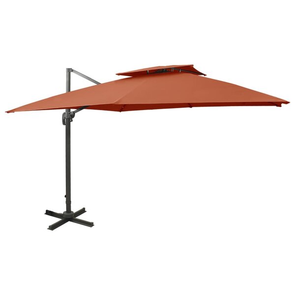 vidaXL Parasol déporté avec double toit 300x300 cm terre cuite