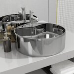 vidaXL Lavabo avec trop-plein 46 5 x 15 5 cm Céramique Argenté
