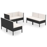 vidaXL Salon de jardin 6 Pièces avec coussins résine tressée noir