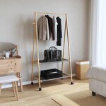 vidaXL Porte-vêtements et étagères et roulettes 96x45 5x155 5cm bambou
