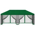 vidaXL Gazebo avec murs latéraux 6 x 3 m Vert Polyester et Acier