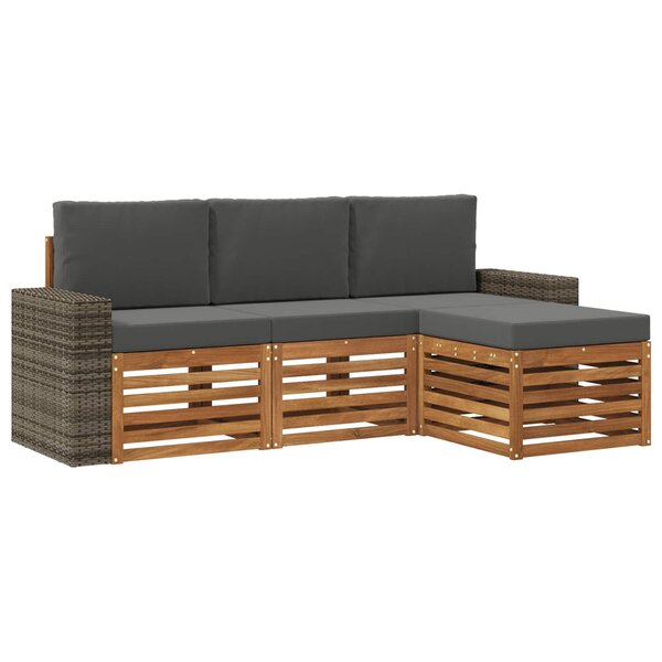 vidaXL Ensemble de canapés d'extérieur 4 pc Naturel et Anthracite