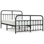 vidaXL Cadre de lit métal sans matelas avec pied de lit noir 135x190cm