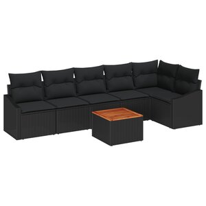 vidaXL Ensemble de canapé de jardin 7 Pièces Noir 55 x 55 x 37 cm