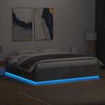 vidaXL Cadre de lit avec lumières LED gris béton 200x200 cm