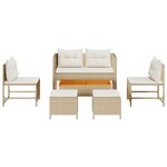 vidaXL Ensemble de canapé extérieur Beige et crème Rotin et tissu Moyen