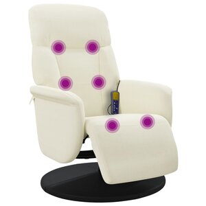 vidaXL Fauteuil inclinable de massage avec repose-pieds crème velours