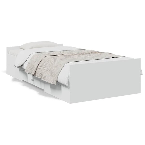 vidaXL Cadre de lit avec tiroirs sans matelas blanc 75x190 cm