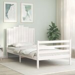 vidaXL Cadre de lit et tête de lit blanc 100x200 cm bois massif