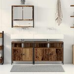 vidaXL Ensemble de mobilier de salle de bain avec porte 3 Pièces Marron