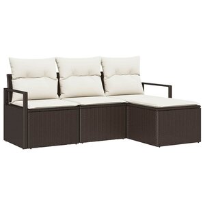 vidaXL Ensemble de canapé de jardin avec coussin 4 Pièces Marron et Crème