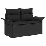 vidaXL Ensemble de canapé de jardin avec coussin 10 Pièces Noir polyrotin