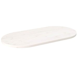 vidaXL Dessus de table blanc 110x55x2 5 cm bois de pin massif ovale