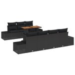 vidaXL Ensemble de salle à manger de jardin 8 pièces avec coussins en poly-rattan noir et en bois d'acacia