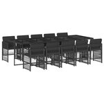 vidaXL Ensemble à manger de jardin 11 Pièces coussins noir résine tressée