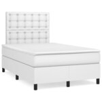 vidaXL Sommier à lattes de lit avec matelas blanc 120x190cm similicuir