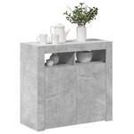 vidaXL Buffet avec lumières LED gris béton 80x35x75 cm