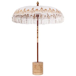 vidaXL Parasol balinais 260 Crème 180-190 cm Coton et bois massif