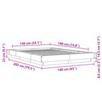 vidaXL Cadre de lit avec lumières LED sonoma gris 140x190 cm