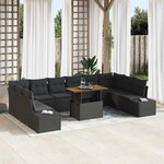 vidaXL Ensemble de canapé de jardin 11 Pièces Noir Poly rotin