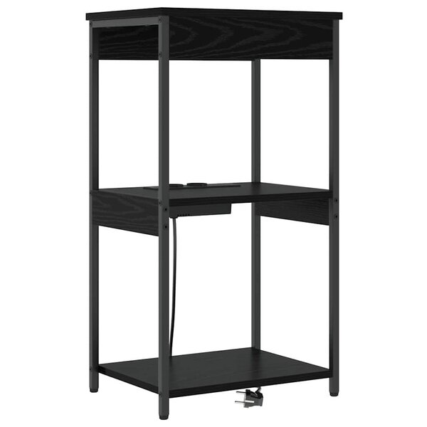 vidaXL Table de nuit avec station de chargement Chêne noir