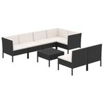 vidaXL Salon de jardin 8 Pièces avec coussins résine tressée noir