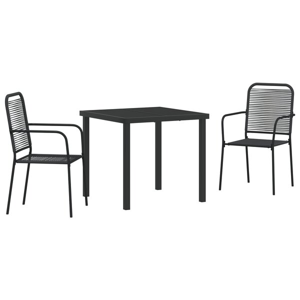 vidaXL Ensemble de jardin 3 pièces en corde de coton noir et acier