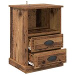 vidaXL Cabinet de chevet avec tiroir 2 Pièces Bois ancien 43 x 36 x 60 cm