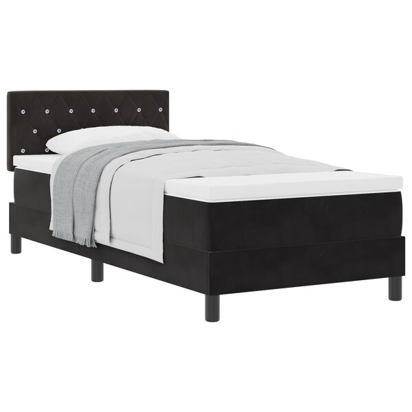 Lit Box Spring vidaXL avec matelas Noir Simple Velours