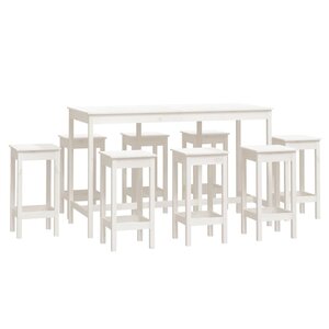 vidaXL Ensemble de bar 9 Pièces Blanc Bois de pin massif