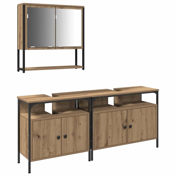 vidaXL Ensemble de mobilier de salle de bain avec étagère 3 Pièces Marron