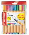 Ecopack de 15 Stylos feutre point 88 pointe fine assorties STABILO