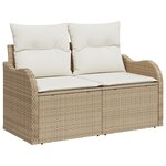 Canapé de jardin 9 pièces avec coussins marron en poly rattan