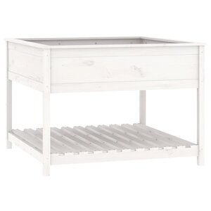 vidaXL Jardinière et étagère Blanc 111 5x111 5x81cm Bois massif de pin