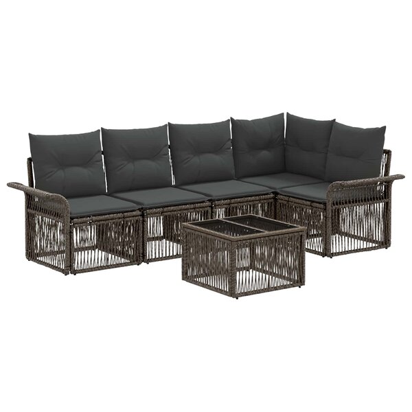 vidaXL Ensemble de canapé de jardin 6 Pièces Gris polyrotin