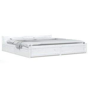 vidaXL Cadre de lit sans matelas avec tiroirs blanc