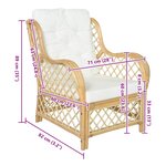 vidaXL Canapé avec coussin Rotin naturel et lin