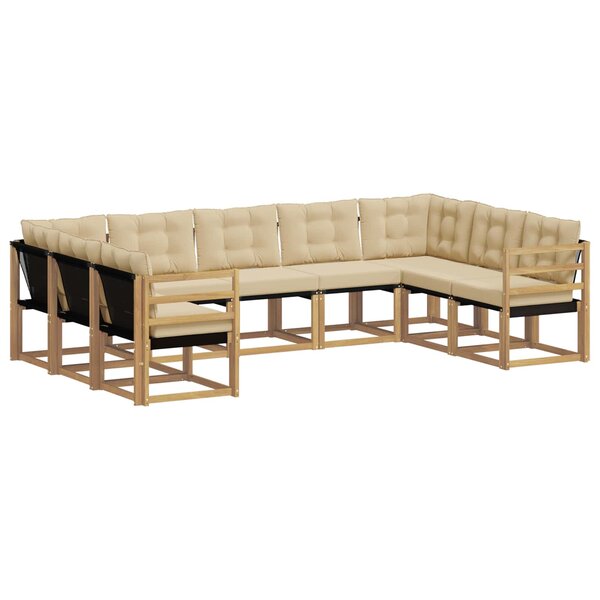 vidaXL Ensemble de canapés d'extérieur 9 Pièces Blanc et Beige