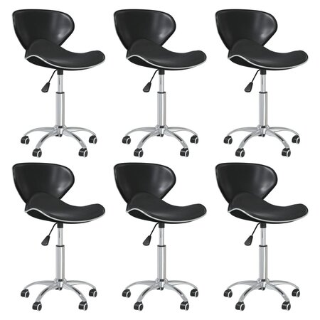 vidaXL Chaises pivotantes à manger lot de 6 noir similicuir