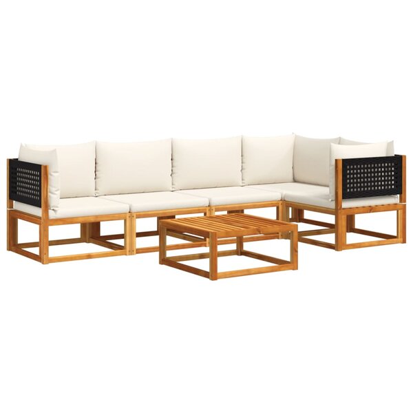 vidaXL Ensemble de canapés de jardin 6 pièces avec coussins en bois d'acacia et rotin