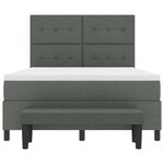 vidaXL Lit à ressort avec matelas et banc gris foncé 160x200 cm tissu