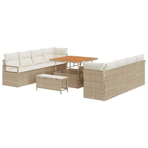 vidaXL Ensemble de canapé de jardin 11 Pièces Beige Poly rotin