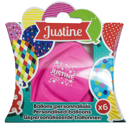 Ballons de baudruche prénom Justine