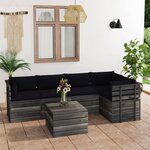 vidaXL Salon palette de jardin 6 Pièces avec coussins Bois de pin massif