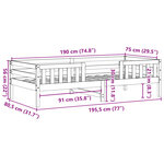 vidaXL Cadre de lit sans matelas blanc 75x190 cm bois de pin massif