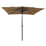 vidaXL Parasol de jardin à 3 niveaux avec mât en aluminium taupe