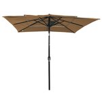 vidaXL Parasol à 3 niveaux avec mât en aluminium Taupe 2 5x2 5 m