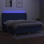 vidaXL Sommier à lattes de lit matelas et LED Bleu 200x200 cm Tissu