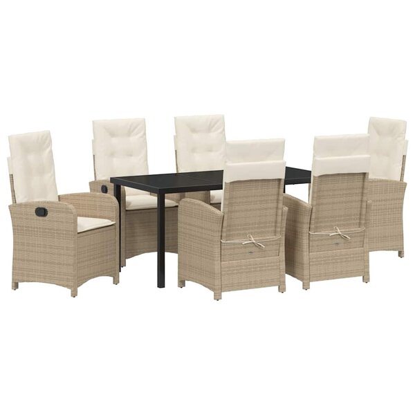 vidaXL Ensemble de salle à manger pour jardin 7 Pièces Beige polyrotin