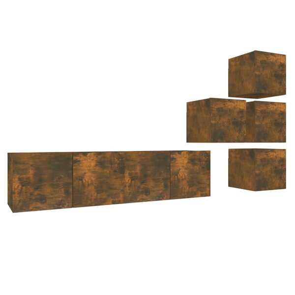 vidaXL Ensemble de meubles TV 6 Pièces Chêne fumé Bois d'ingénierie